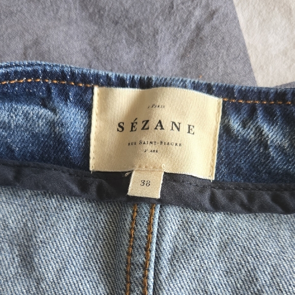 Sézane Eloane Classic Blue Denim Skirt, Front Slit, VGUC, Size 38, French Chic - Picture 3 of 7
